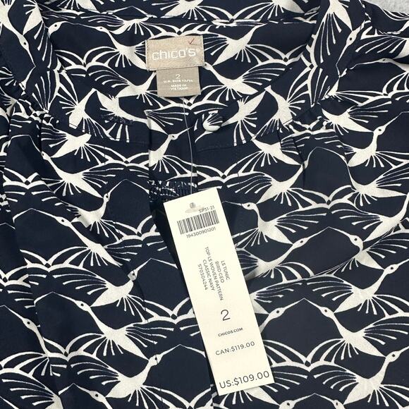 Chico’s Bird Geo Long Sleeve Tunic NWT 2 - Picture 9 of 11